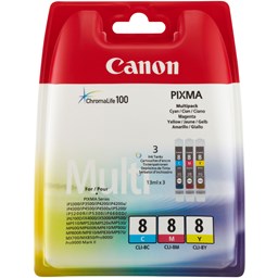Zeige Details für Canon Tintenpatrone CLI-8CMY Multipack, Füllmenge 3 x 13ml Bild von Canon Tintenpatrone CLI-8CMY Multipack, Füllmenge 3 x 13ml