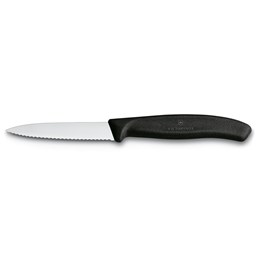 Show details for Victorinox Swiss Classic Gemüsemesser, Wellenschliff, Mittelspitz, 8cm, schwarz Picture of Victorinox Swiss Classic Gemüsemesser, Wellenschliff, Mittelspitz, 8cm, schwarz