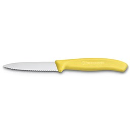 Show details for Victorinox Swiss Classic Gemüsemesser, Wellenschliff, Mittelspitz, 8cm, gelb Picture of Victorinox Swiss Classic Gemüsemesser, Wellenschliff, Mittelspitz, 8cm, gelb