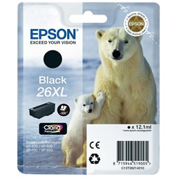 Show details for Epson Tintenpatrone 26XL schwarz, 500 Seiten Picture of Epson Tintenpatrone 26XL schwarz, 500 Seiten