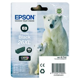 Show details for Epson Tintenpatrone 26XL photo-schwarz, 400 Seiten Picture of Epson Tintenpatrone 26XL photo-schwarz, 400 Seiten