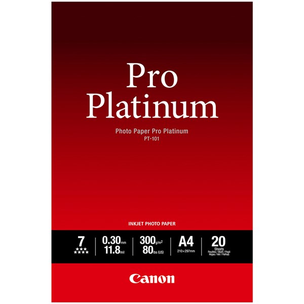 Picture of Canon Fotopapier PT101 Pro Platinum, A4, 300g/m2, 20 Blatt