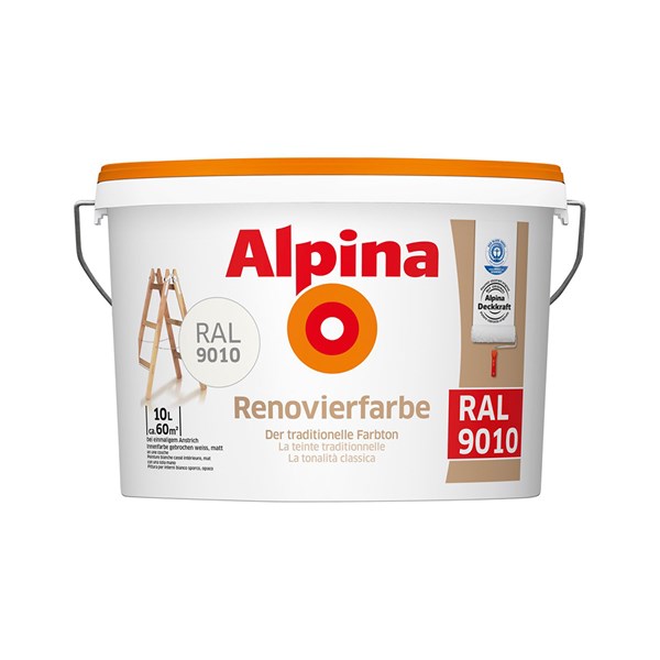Picture of Alpina Renovierfarbe RAL 9010 10 Liter