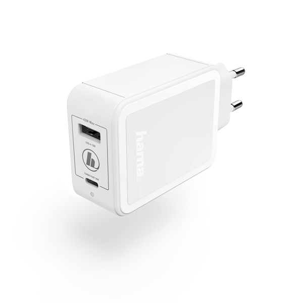 Picture of Hama Ladegerät, USB-C, Powerdelivery, Qualcomm + USB A 42W weiss