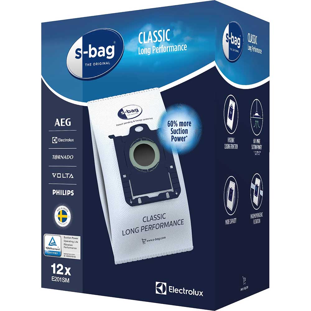 Bild von Electrolux Staubbeutel E201S s-bag Classic Long Performance Vorteil-Set 12 Beutel