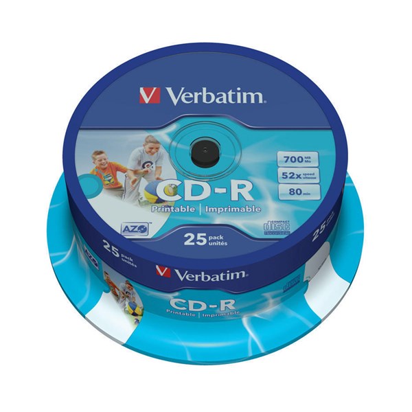 Bild von Verbatim CD-R 80min/700MB 52 x 25er Spindle, printable