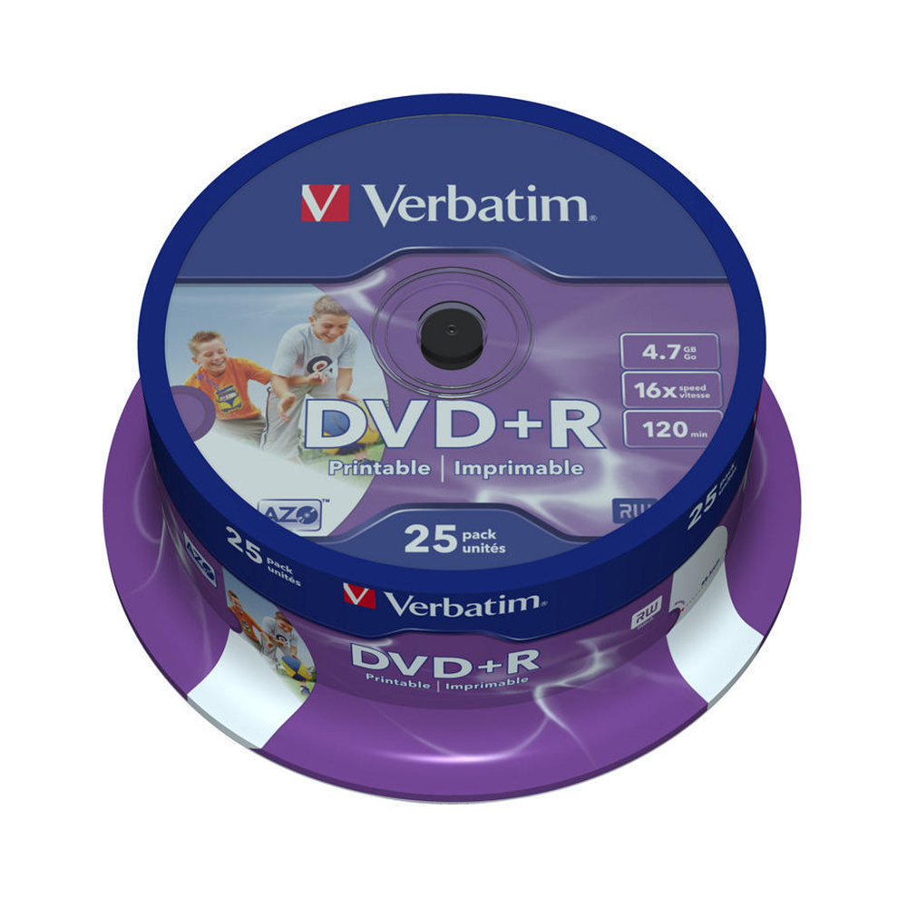 Picture of Verbatim DVD+R 4.7GB 16 x 25er Spindle, printable