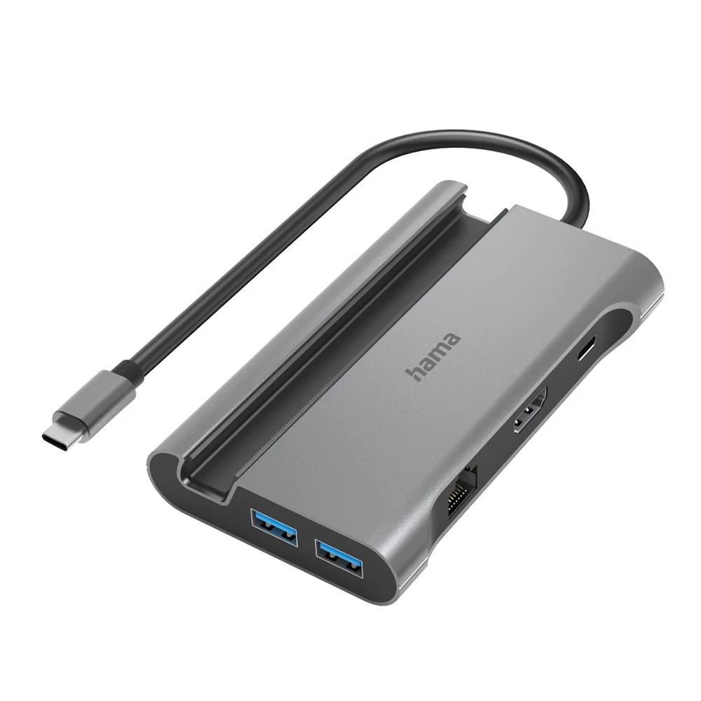 Bild von Hama USB-C-Hub, Multiport V2, LAN, HDMI, 7 Ports