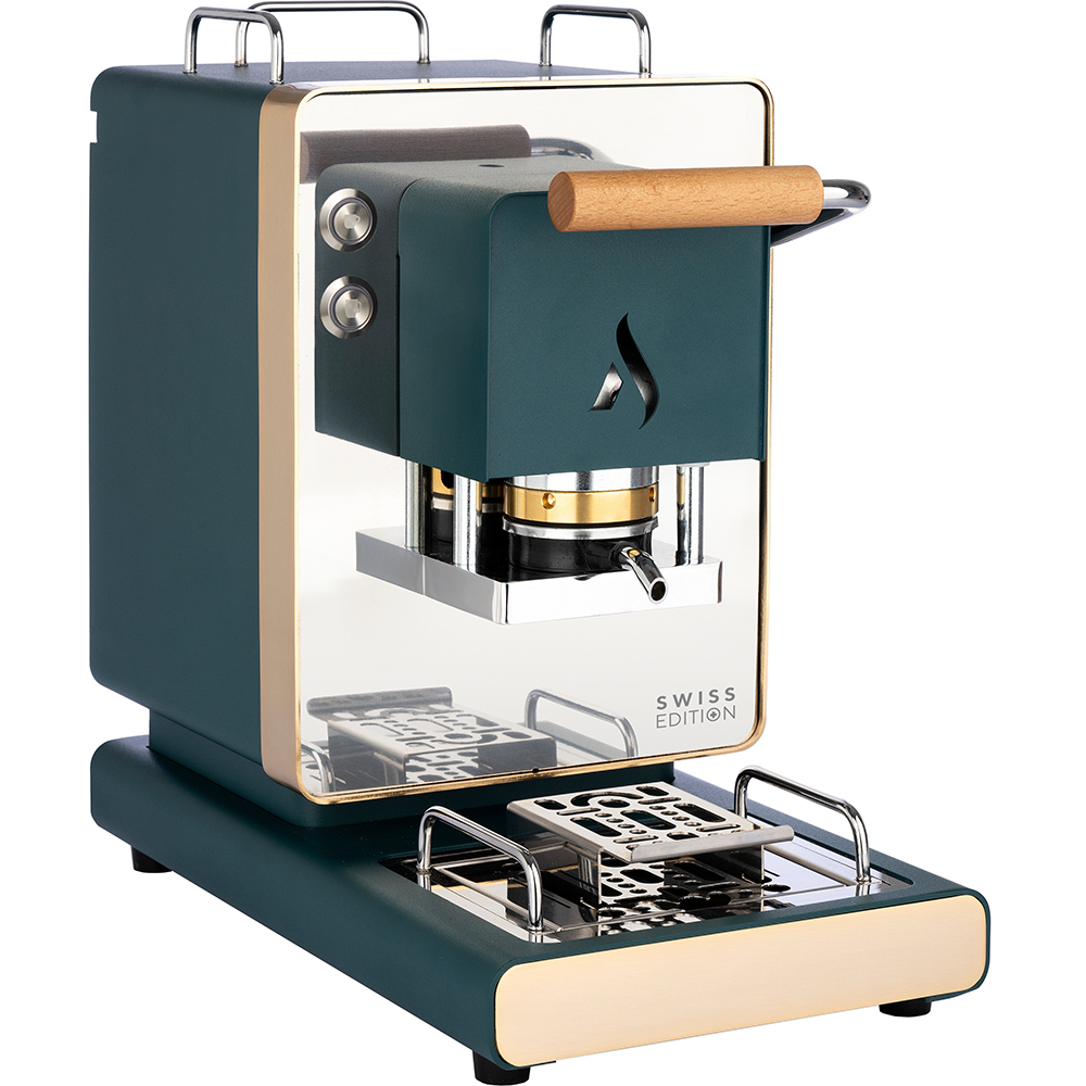 Bild von Aroma ESE-Pad-Kaffeemaschine Iconica Virna+ Petrol Green 24k gold