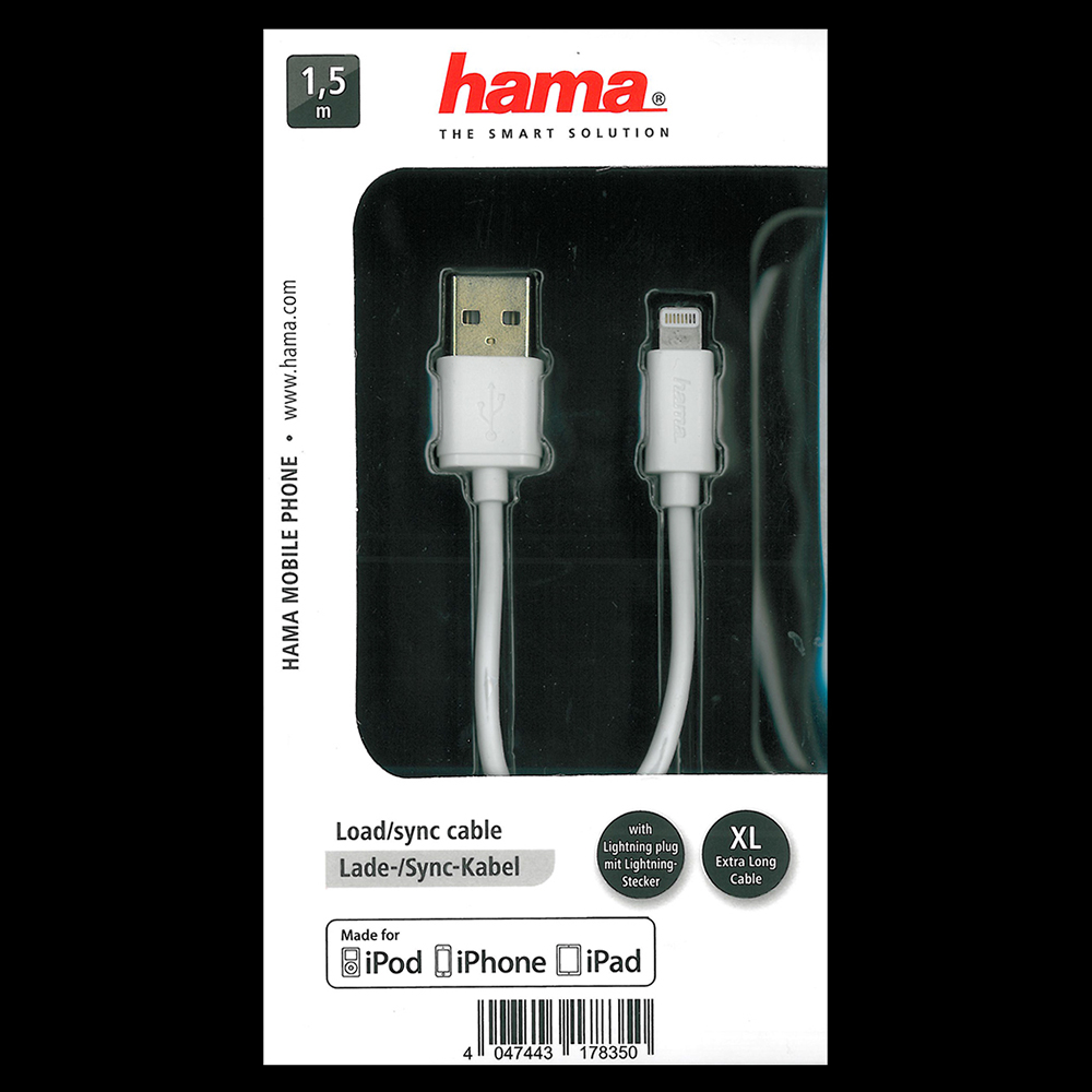 Picture of Hama USB-2.0-Lade-/Sync-Kabel für Apple iPod/iPhone/iPad mit Lightning Connector, 1,5 m 